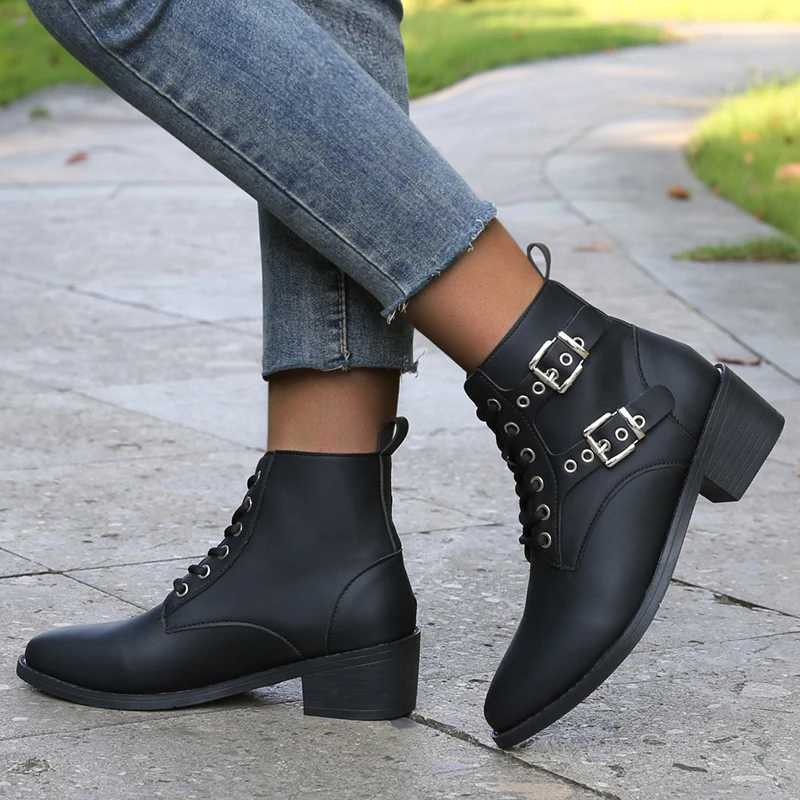 Front lace short round toe multi-color womens leather boots winter PU womens fashion boots size 36-43 Zapatillas unprinted good product CL240906