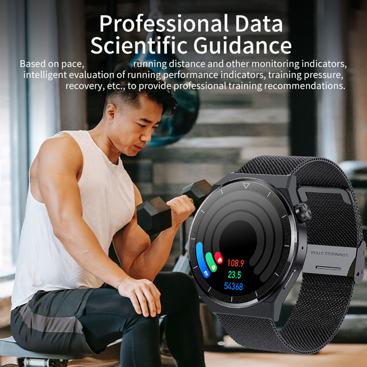 LIGE 1.36-inch high-definition display smart watch, multifunctional waterproof, step heart rate monitoring, Bluetooth call, intelligent reminder watch
