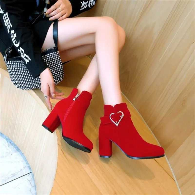 Womens thick heel ankle boots solid color side zipper high heels fashionable short boots CL240906