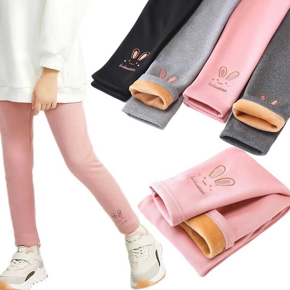 3-8 Years Girl Leggings Baby Bunny Pants Kids Autumn Winter Thermal Tights Children Fleece Lined Fashion Trousers Casual Bottoms Y240906