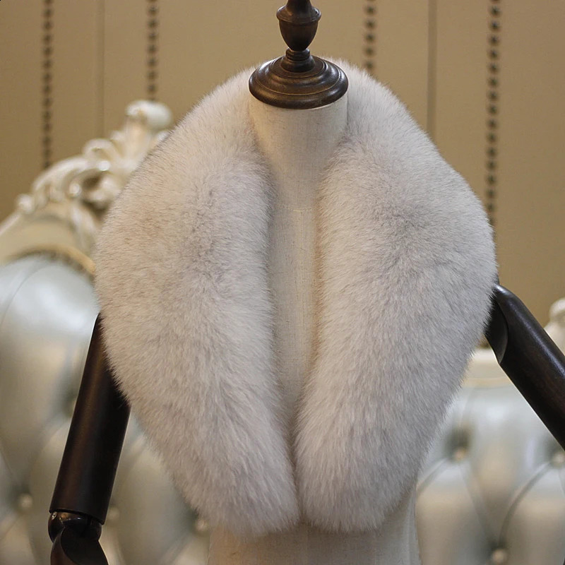 Natural 100% genuine fox fur scarf for women warm decoration fox fur collar winter fashion silver fox scarf solid color thick black shawl 240906