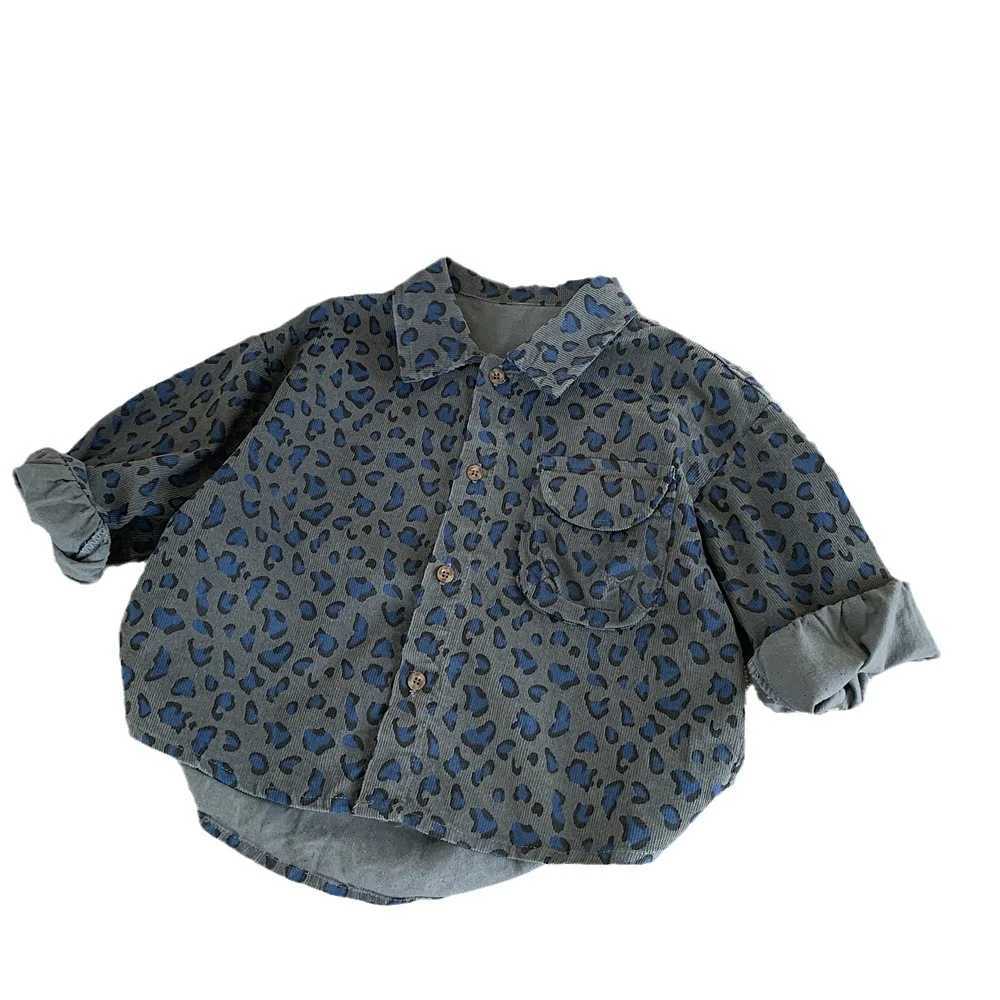 Autumn 2023 Fashion Kids Shirt Boys Clothes Long Sleeve Leopard Print Blouse Y240906