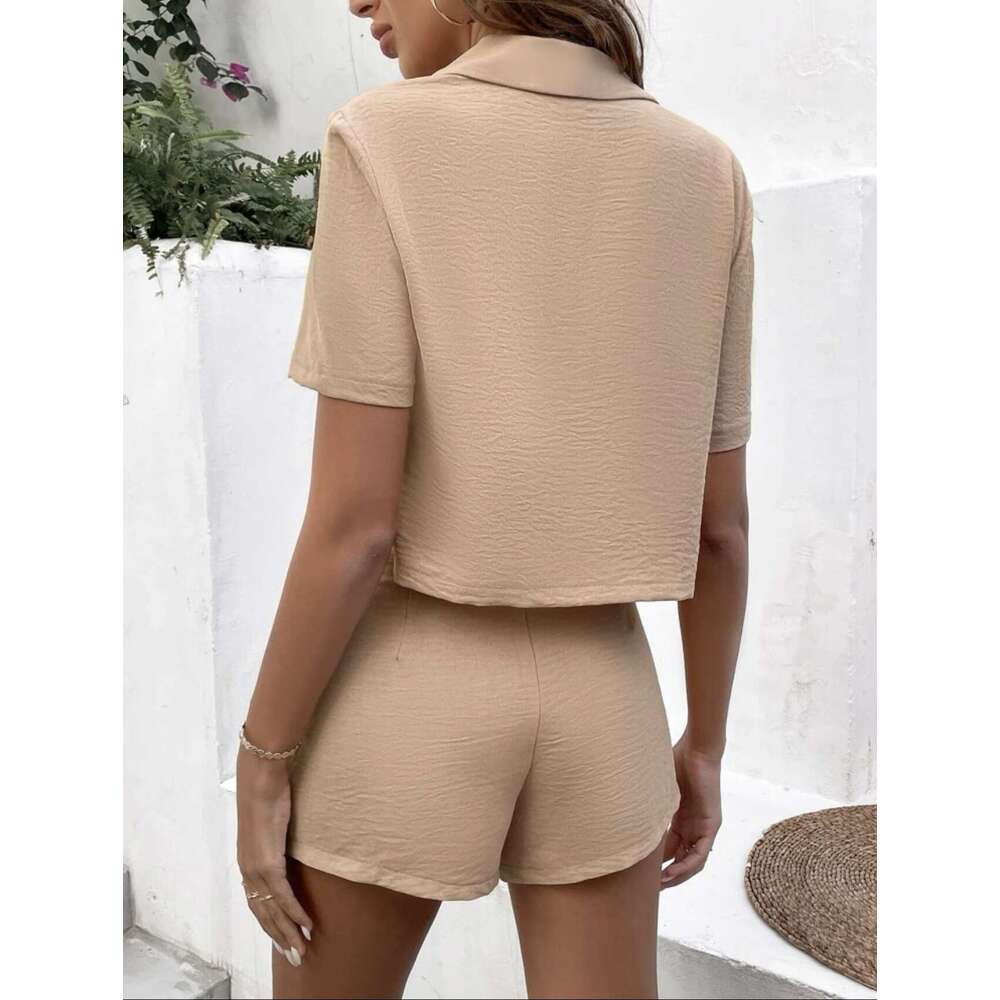 2024 TEMU suit top and shorts two-piece set for women's clothing