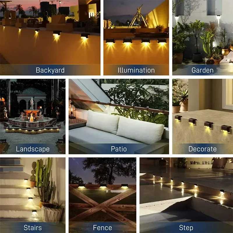 Warm White LED Solar Step Lamp Waterproof Path Stair Outdoor Garden Lights Balcony Light Decoration for Patio Stair Fence Light Y240906