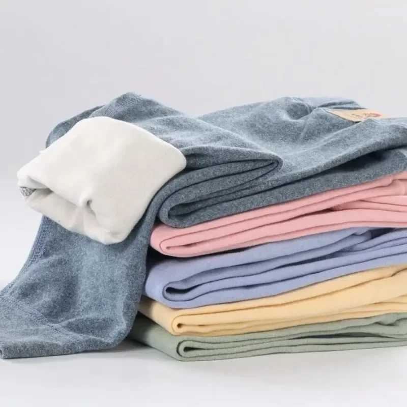 Big Size Childrens Fleece Warm Render Pants For Boys Girls Winter Velvet Leggings Kids Baby Base Pants Thickened Long Johns Y240906