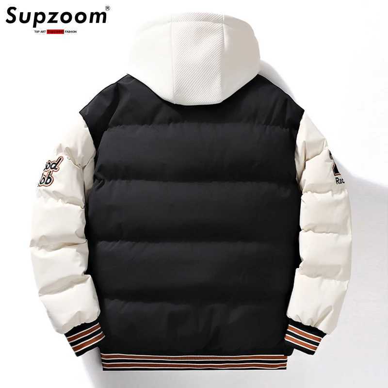 Supzoom New Arrival Casual Embroidery Mens Winter Trendy Fake Two-piece Hooded Bread Suit Couple Cotton-padded Jackets And Coats M240906