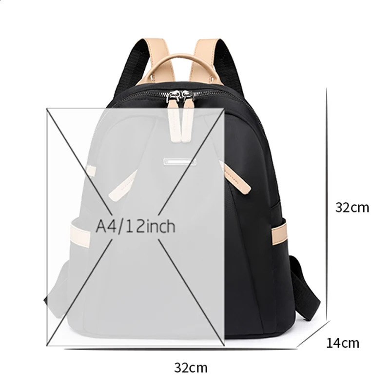 Womens Solid Color n Large Capacity Anti theft and splash Backpack High quality Nylon 240906