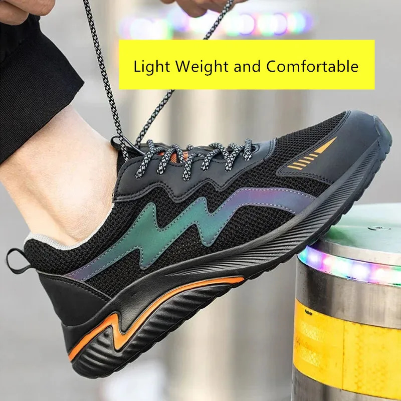Security-Protection insulated shoes anti oil safety sneakers for work plastic toe safety shoes high reflective safety work shoes 240902