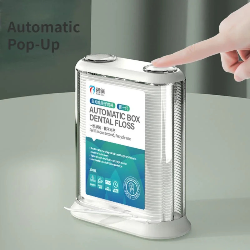 Floss Pick Dental Floss Picks Pop-Up Automatic Flosser Dispenser Sturdy Safe Container Flossers Toothpicks Container Storage 240905