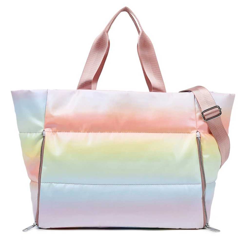 Sports and fitness bag with yoga mat stand shiny fitness bag lightweight dry wet separation zipper and handle basic gym accessories W240906