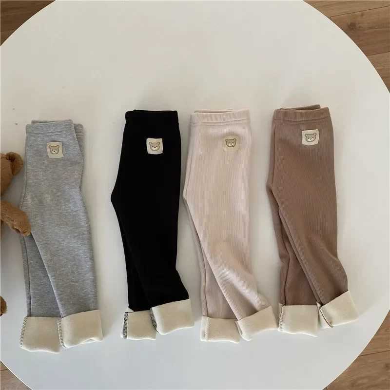 Korean Autumn Winter New Children One Piece Leggings Unisex Boys Girls Baby Cold Prevent Warm Cartoon Elastic Bound Feet Pants Y240906