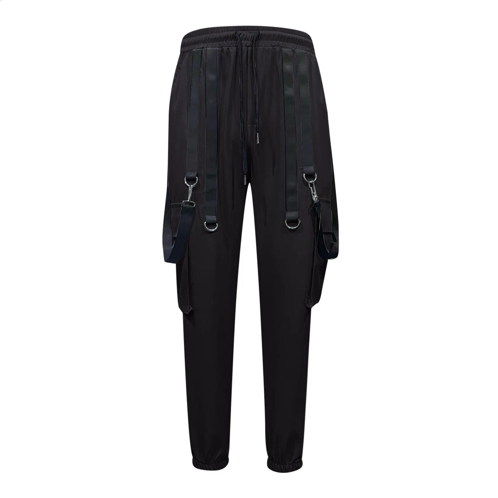 Solid Overalls MenS Long Pants Sport Fitness Trousers Multi Pocket Casual Sweatpants For Man Bunched Feet Jogger Trousers 240906