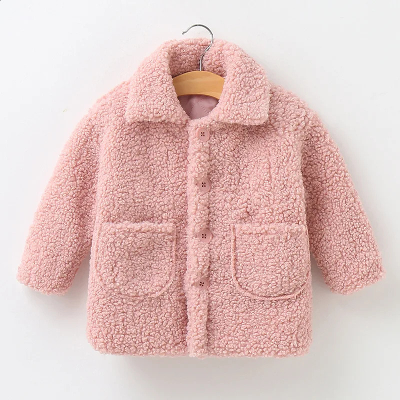 Plush girl jacket for spring and autumn to keep warm fashionable little princess Christmas jacket for children 2 3 4 5 6 7 years old 240904