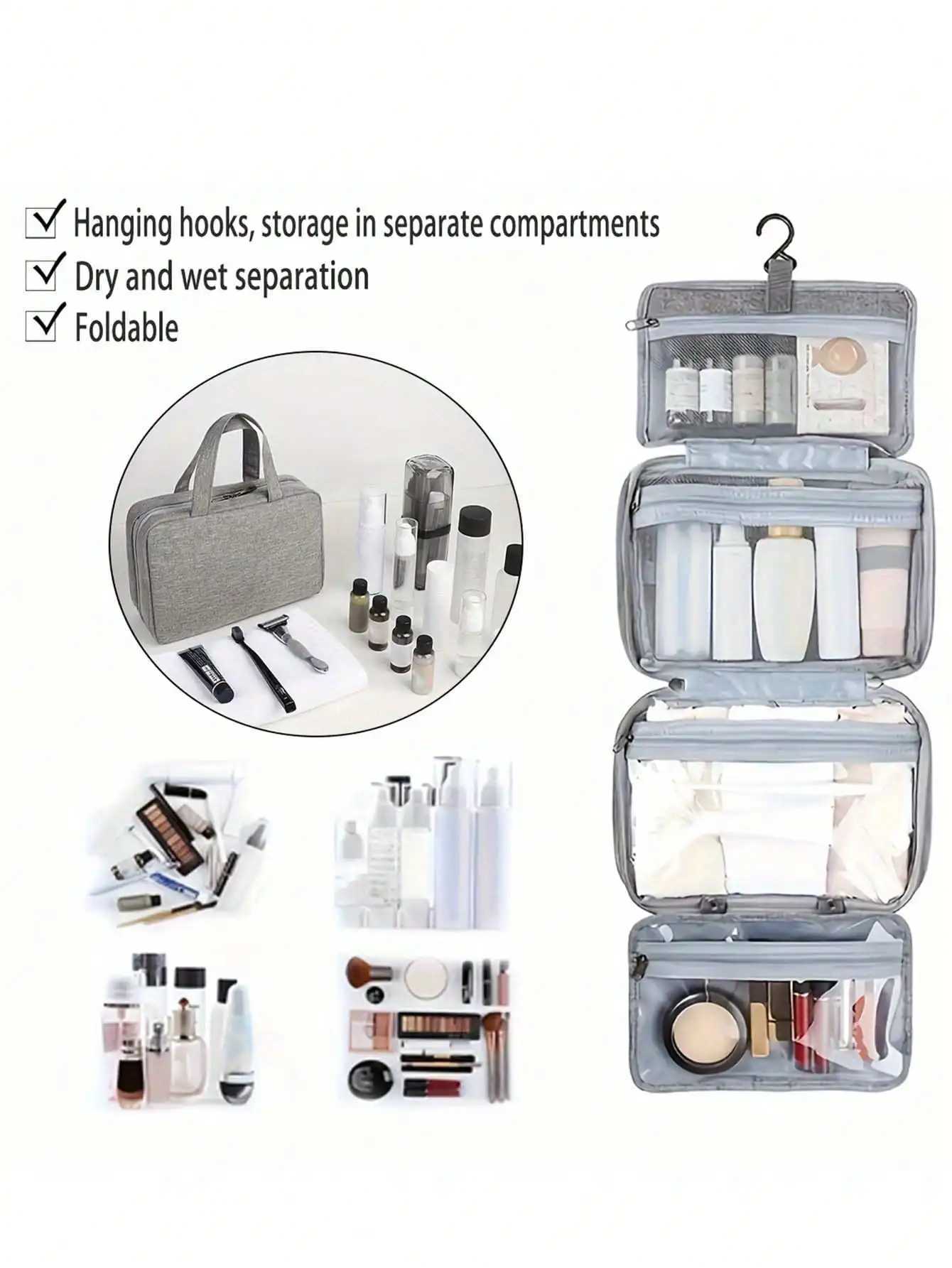 1 multifunctional folding wet dry separation toilet bag storage bag cosmetic bag suitable for women and girls traveling W240905