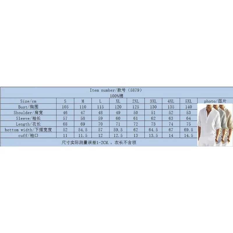 High Quality Mens Spring/summer New Long Sleeved Cotton Linen Shirt Business Casual Loose Fitting T-shirt Shirt Top S-5XLXJ240906