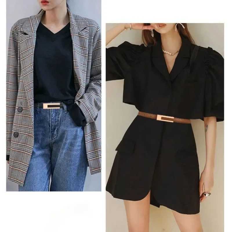 Korean Fashion PU Leather Thin Belt Womens Metal Accessories Basic Casual Pornography Adjustable Fashion Belt W240905