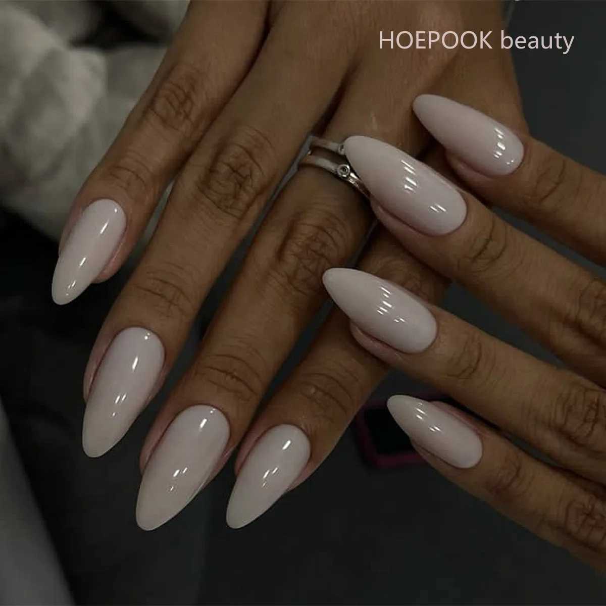 24 pieces of pink gradient almond pressed nail tips simple fashion trend fake nail art detachable natural artificial fake nails W240905