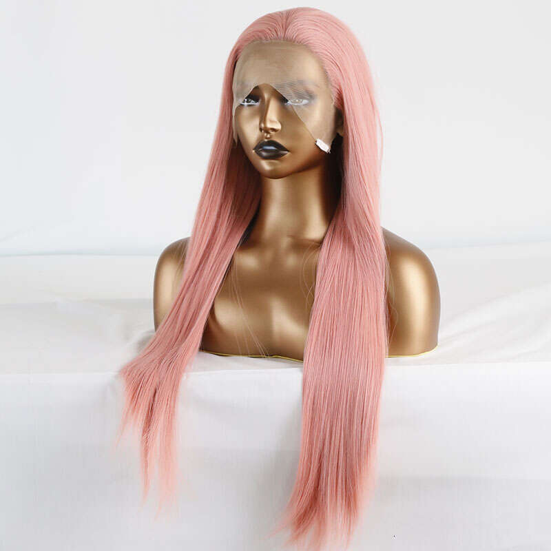 Peach Pink Straight Synthetic 13X4 Lace Front Wigs High Quality Heat Resistant Fiber Hair Middle Parting For White Women Cosplay