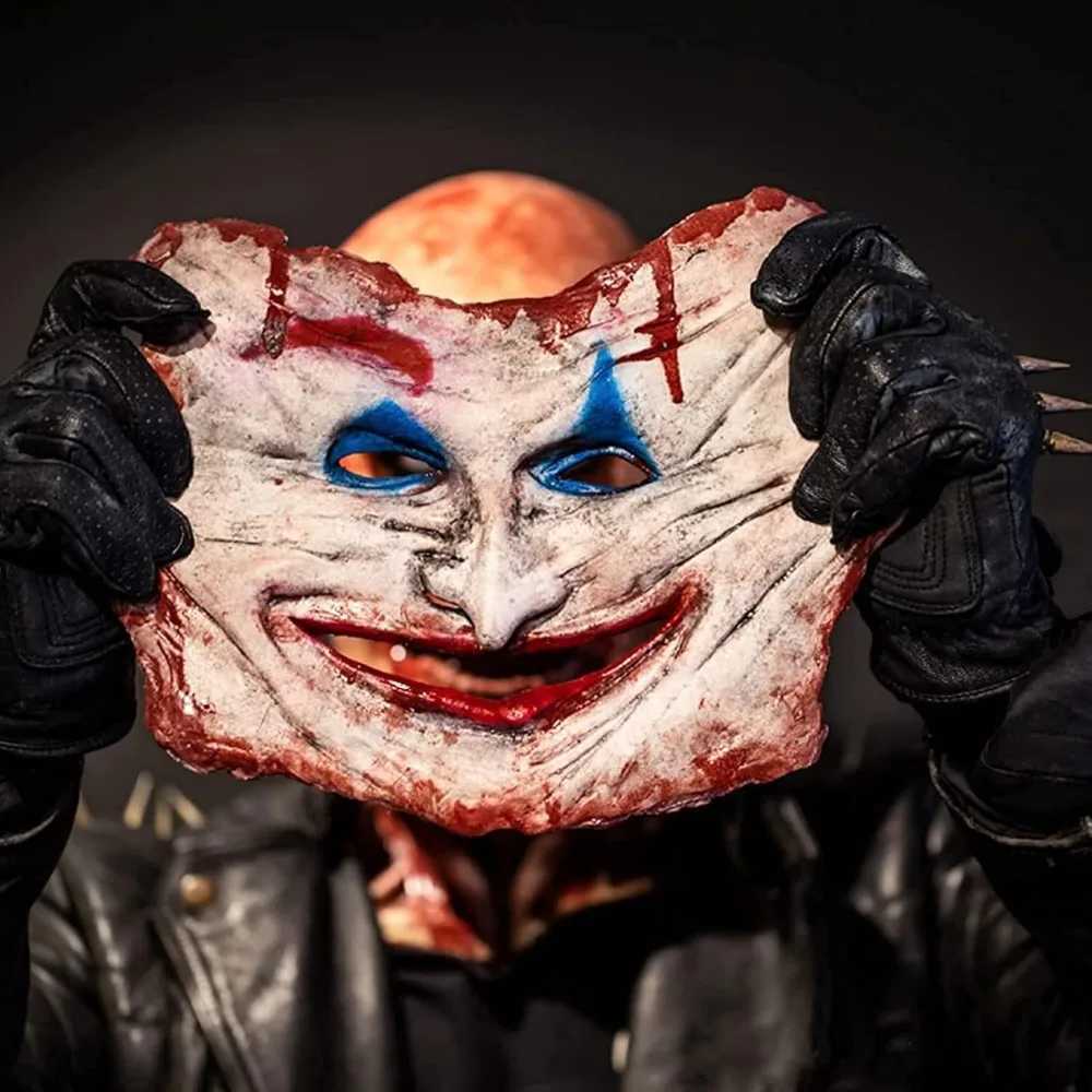 Halloween Mask Scary Halloween Mask Joker Double Layer Ripped Mask Halloween Full Head Skull Mask with Moving JawXJ240905