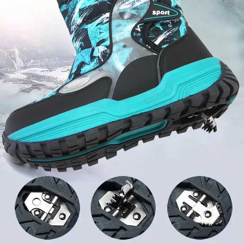 Children Snow Boots Winter Boys Warm Shoes Plush Booties Kids Outdoors Size 31-39# BlueBlackGray From 5 to 9Y B223 M240906