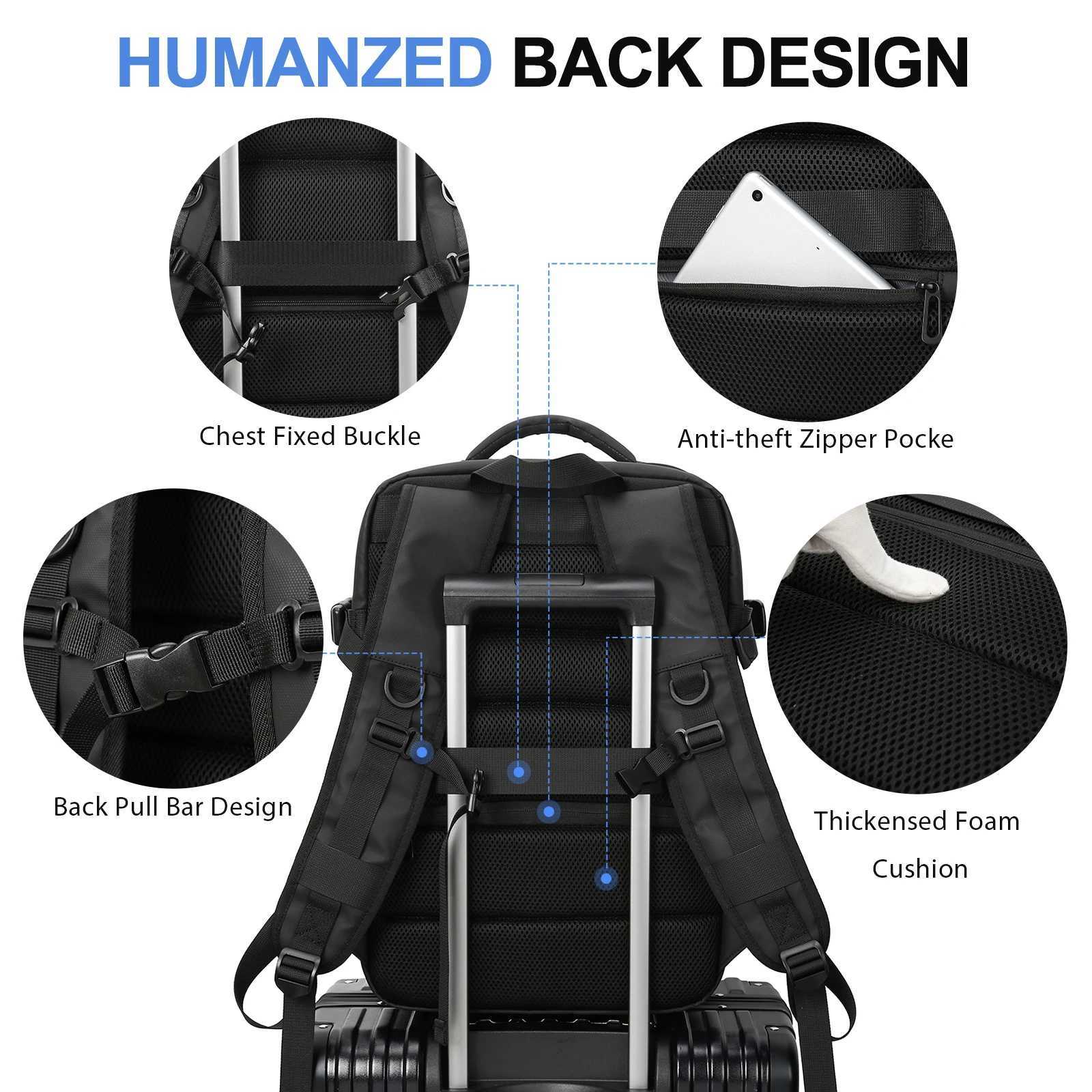 Business Travel Backpack for Men Expandable Water Resistant with Usb Black Laptop 15 6 Inch College Work 240906