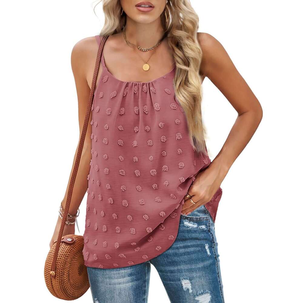 2024 new round neck jacquard sleeveless adjustable camisole women's vest