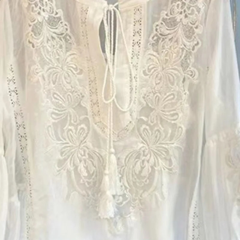 OCEANLOVE Embroidered Spring Autumn Thin Women Shirts Loose White Elegant Blusas Feminina Korean Fashion Vintage Blouses 240906