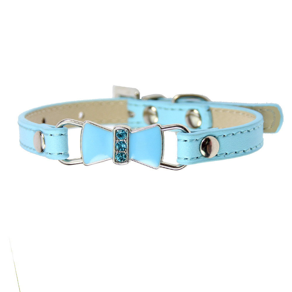 Animal Rescue Donation pet Trendy Oil Drip Diamond Pet Collar Collar Spot Pet Accessories Bow Tie PU Leather Dog Collar