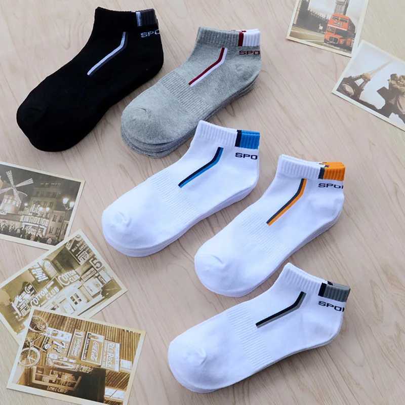 10 pieces=5 pairs/batch Summer cotton mens short socks Fashion breathable boat socks Comfortable casual mens white socks Hot selling W240905