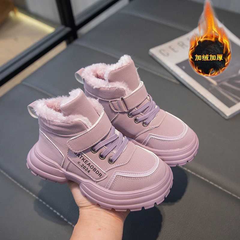 Mid Top Children Biker Boots Kids Trendy All-match Warm Casual Shoes Girl Boy Tooling Boot Winter Wear-resistant Child Snow Boot M240906