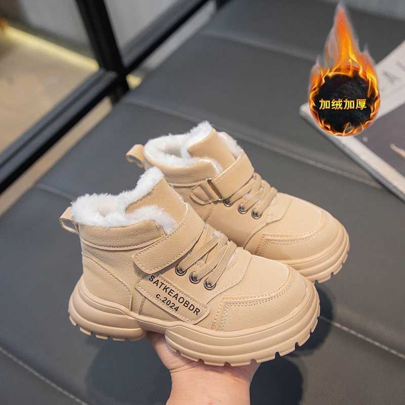 Mid Top Children Biker Boots Kids Trendy All-match Warm Casual Shoes Girl Boy Tooling Boot Winter Wear-resistant Child Snow Boot M240906