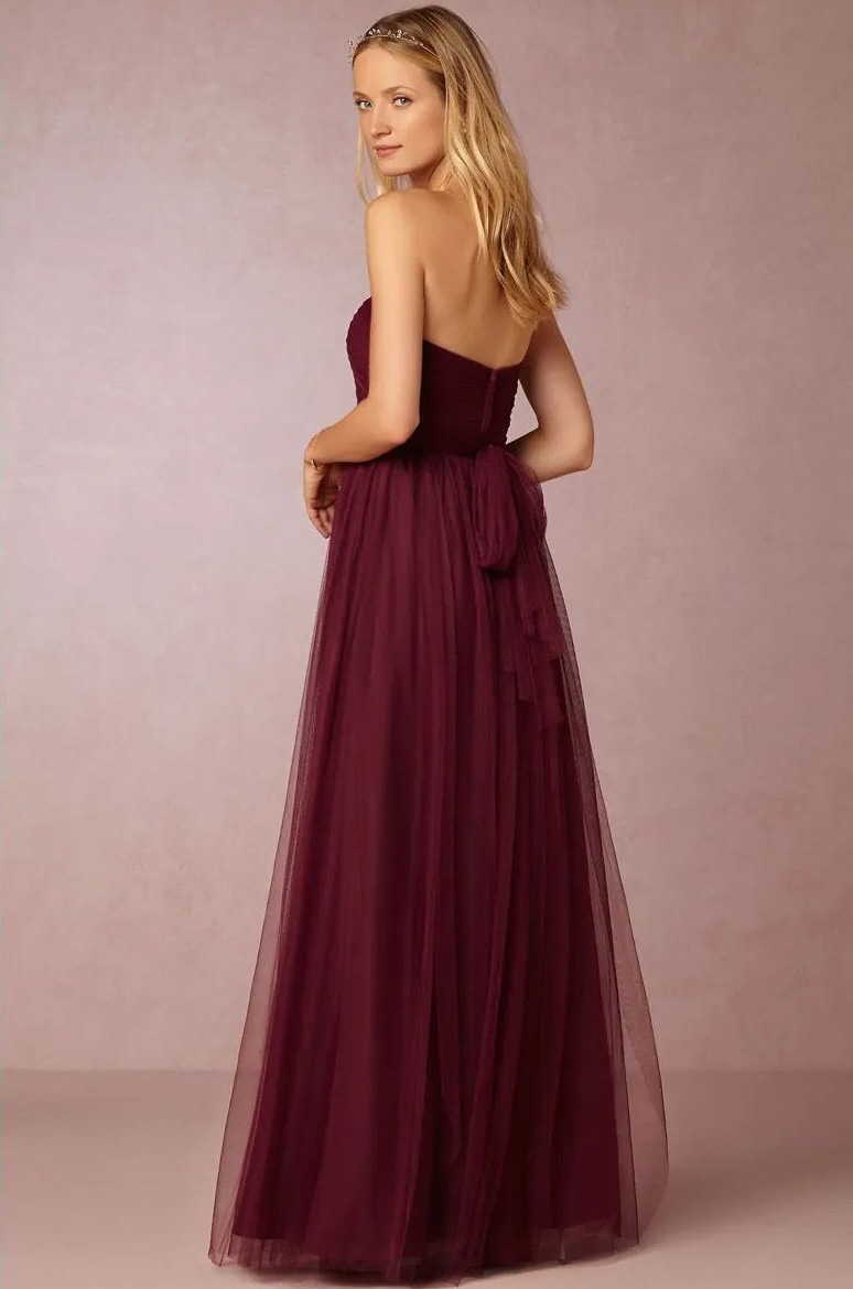 Burgundy Bridesmaid Dresses Tulle Long Wedding Party Dress Sweetheart Long Plus Size Bridesmaid Dress Royal Blue,Yellow,Black