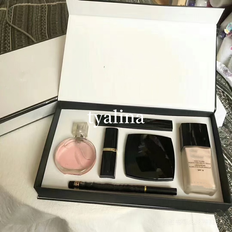 Brand Makeup Set perfume lipsticks eyeliner mascara 6 in 1 with box Lips cosmetics kit for women