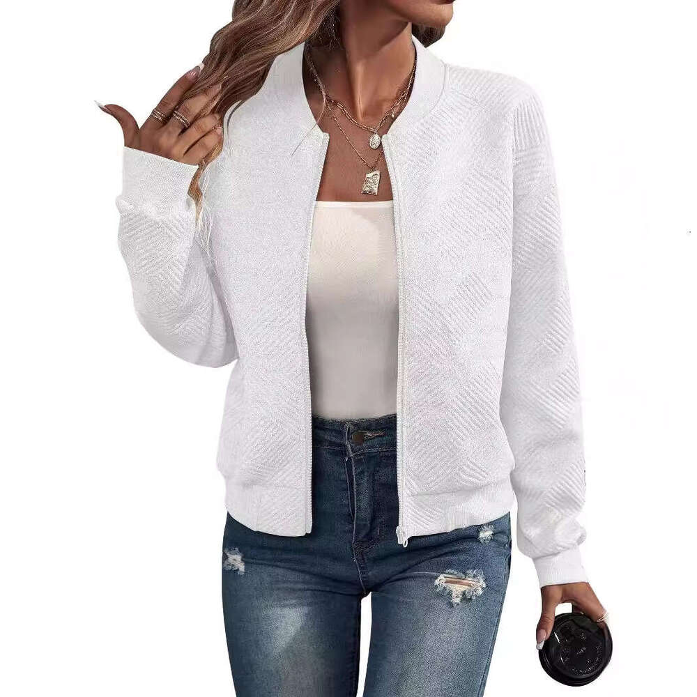 2024 Autumn/Winter New Solid Color Zipper Jacket, Baseball Collar, Casual Jacket for Women