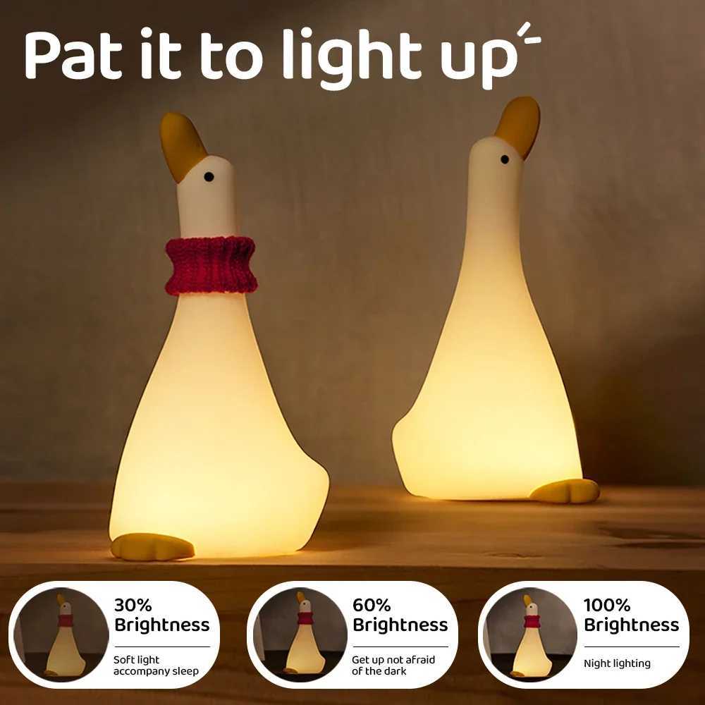 Cute Duck Night Light Silicone Kindergarten Sleep Light Rechargeable Desk Lamp with Touch Sensor Suitable for Bedroom Children Adult Gifts W240816