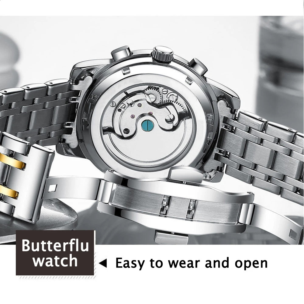 POEDAGAR Business Watch Men Automatic Mechanical Luxury Fashion Stainless Steel Sport Watches Relogio Masculino 240716