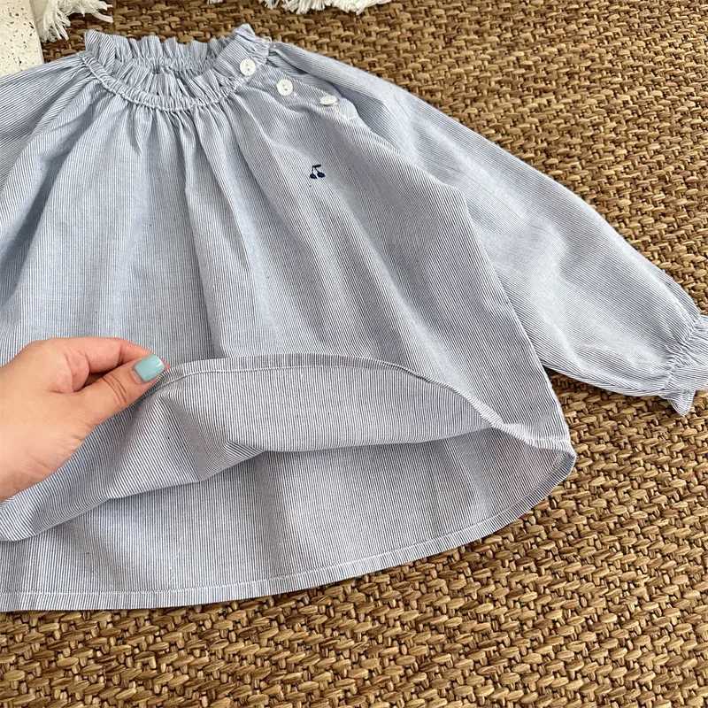 Girls Clothes 2024 Autumn New Children Personality Shirt Girls Korean Style Temperament Striped Shirt Fashion Casual Blouse Y240906