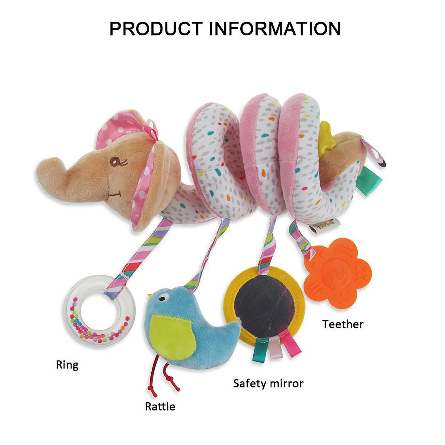 Animal bed with bell early education puzzle bed hanging glue biting music dental toys fluffy and comfortable W240815