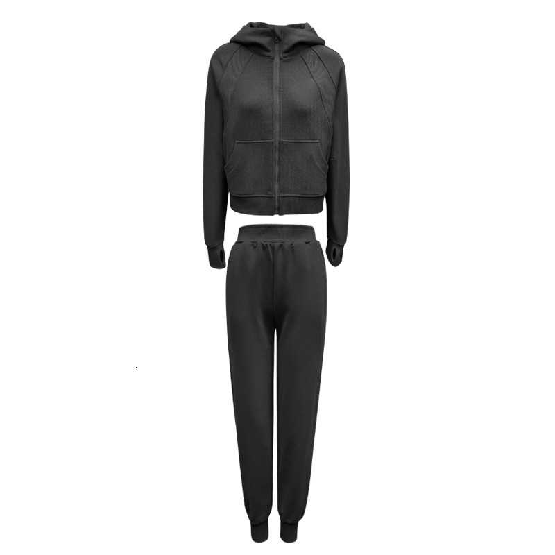 Sports women's autumn and winter new loose thick warm sports yoga suit running training fiess long sleeved set