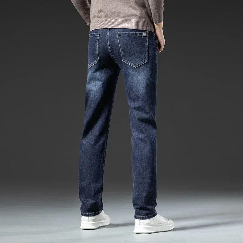 Fashionable grey mens jeans for spring and autumn casual elastic slim pants comfortable cotton denim men Trouser 240905
