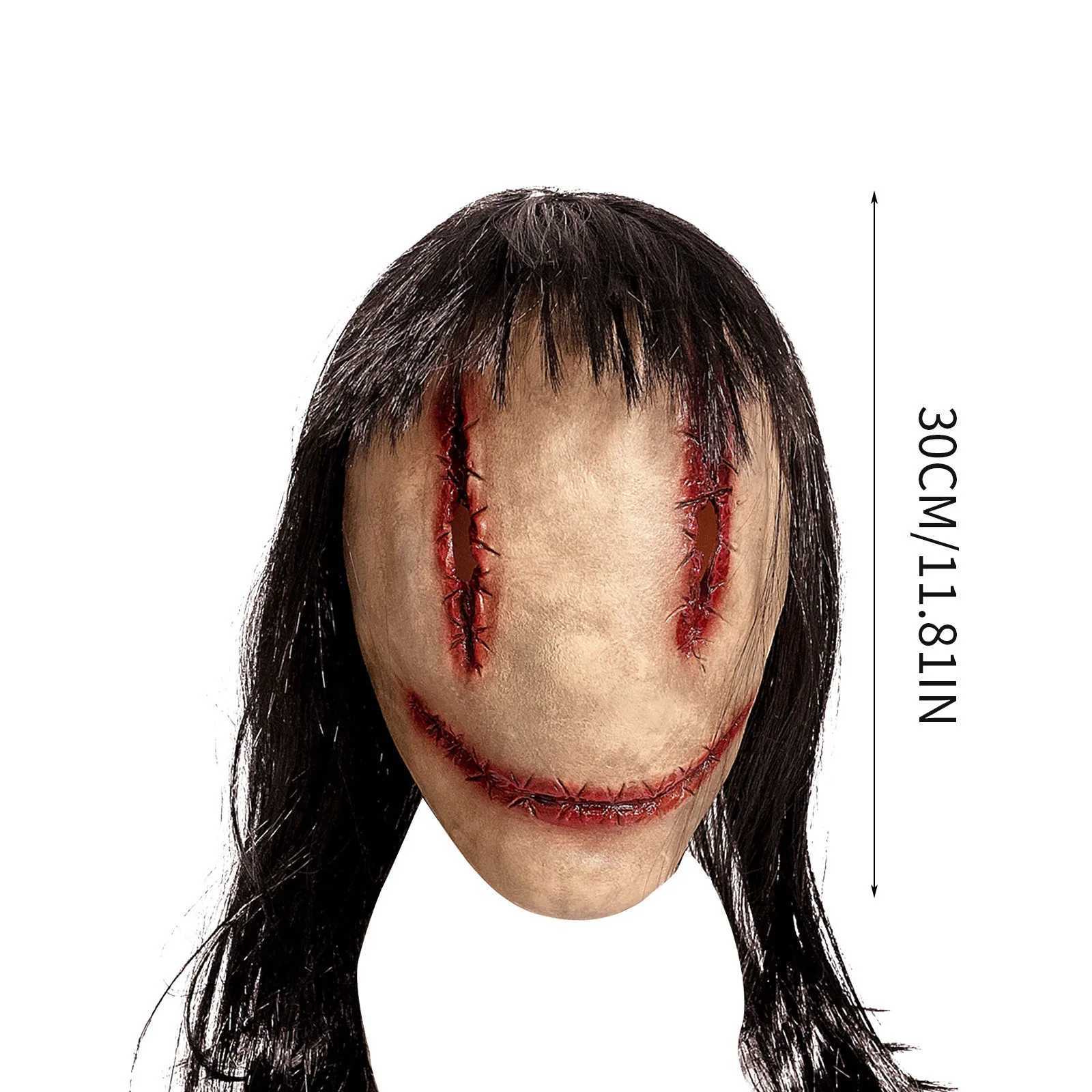 Scary Smiling Faceless Killer Latex Full Face Masks Halloween Mask Horror Cosplay Party Grimace Dress Costume PropsXJ240905
