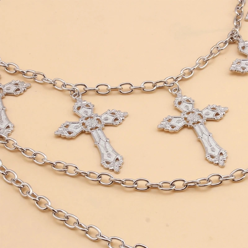 Punk jeans pants chain multi-layer chain punk cross charm waist wallet chain Harajuku belt hip-hop dancer 240905