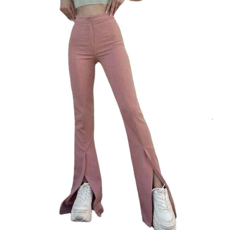 fashion temperament commuting slit small personality solid color bell bottom pants 2024 spring/summer style