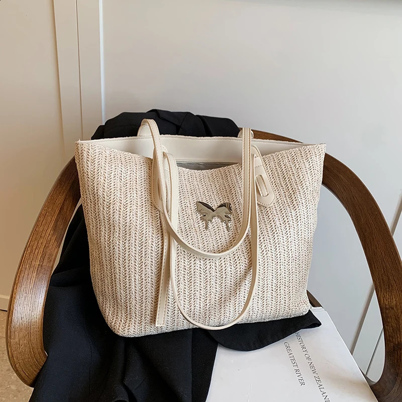 Summer Beach Grass Woven Bag for Women 2024 Fashion Shoulder with Large Capacity Handheld Tote 240906
