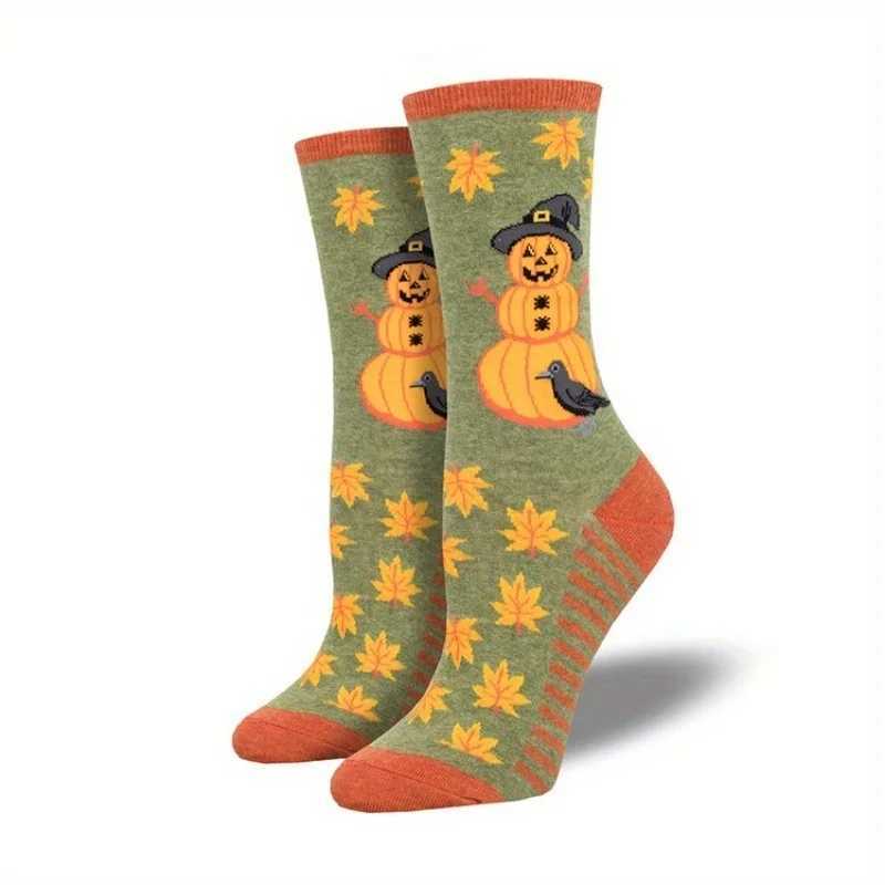 1 pair new Halloween creative funny pumpkin Jacquard socks for men and women lovers socks. Y240906