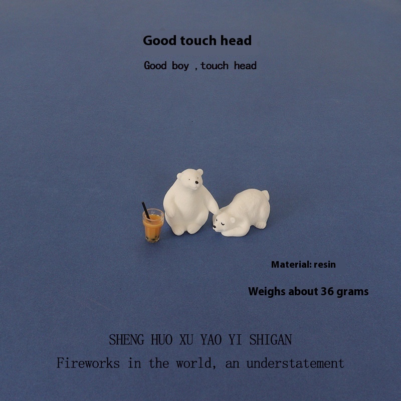 Resin creative crafts, mini polar bear tabletop that only want to sleep, home micro scene decorations