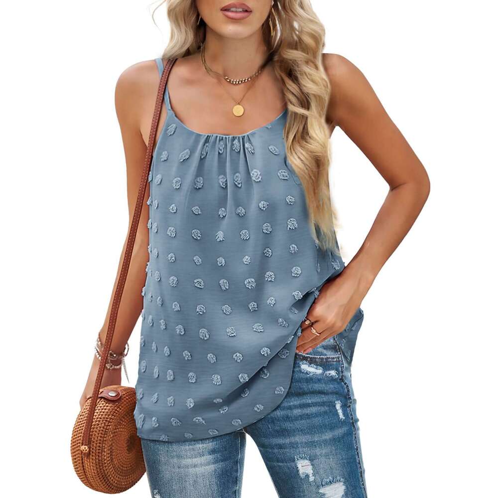 2024 new round neck jacquard sleeveless adjustable camisole women's vest