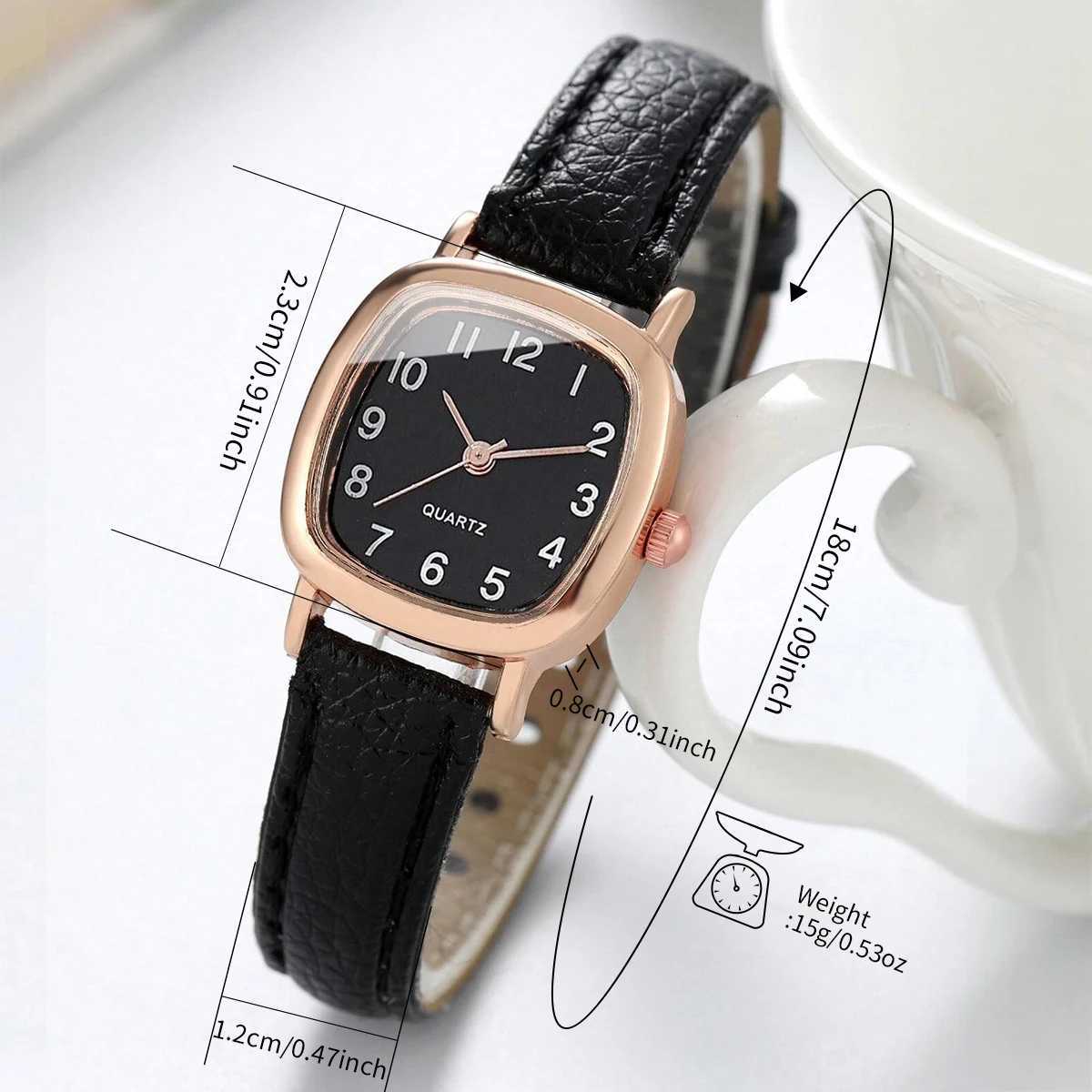 4-piece/set retro high-end square womens watch fashion digital dial student edition watch W240902