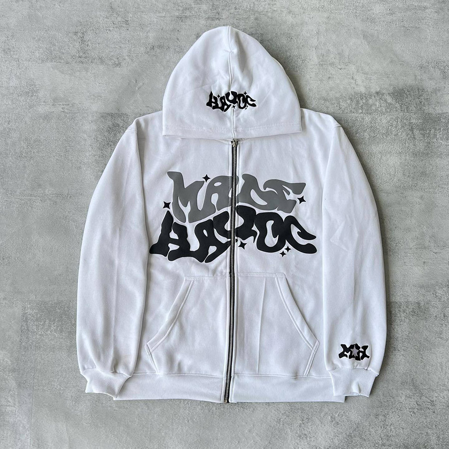 Designer Men's Hoodie Foam Letter Print Cardigan Street Hip Hop Men's and Women's Sports Loose Casual Hoodie
