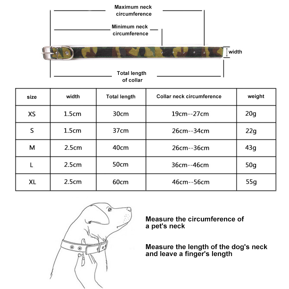 Medium and large training dog Camouflage wood camouflage collar Fashion canvas pet large dog collar collar collar